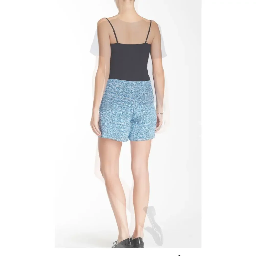 Vince Silk Charmeuse Shorts Blue Combo Static Print S